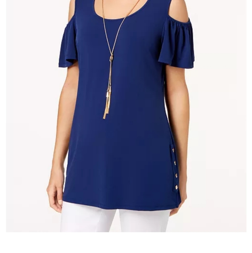 JM Collection cold shoulder top - Picture 11 of 11